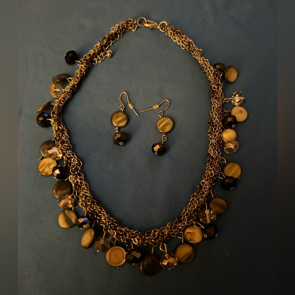 Macy’s Pewter and Black Stones Set.. New Not in Box.. never been used..